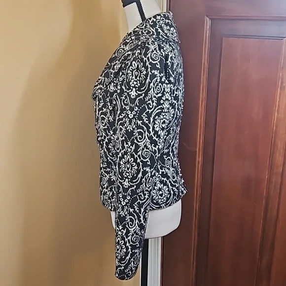 TWENTYONE BLAZER ZIPER BLACK WHITE DESIGN M MEDIUM TWENTY ONE FOREVER 21 - Picture 6 of 11